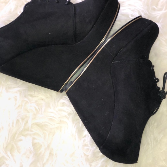 Black Wedge Booties - Picture 6 of 8